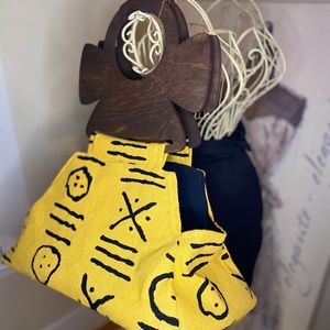 Custom Ankh 100% Cotton mud cloth bag in yellow.
